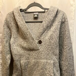 Nike ACG Women’s Sherpa Hoodie Large Fleece Lined Grey Pullover Button Gray